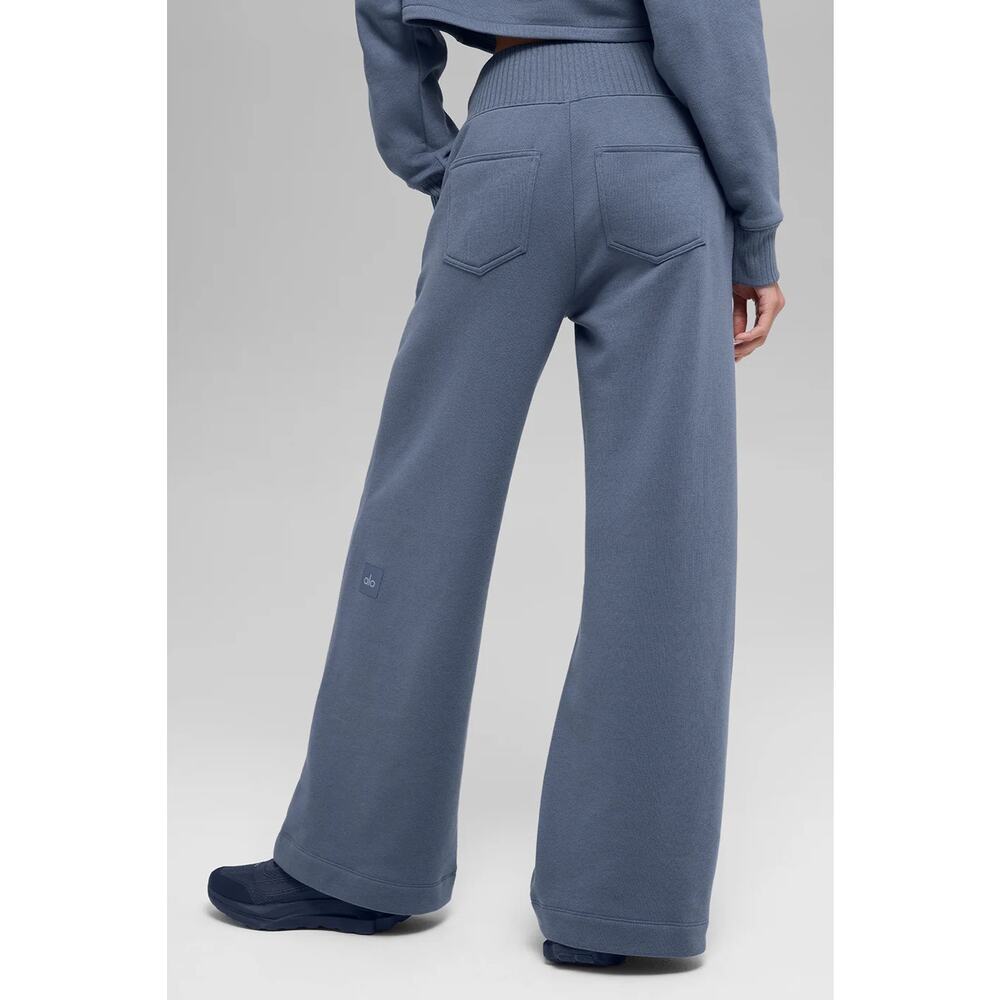 Alo Yoga Serenity Wide Leg Sweatpant Bluestone Size Small EUC Sweatpants - Picture 2 of 16